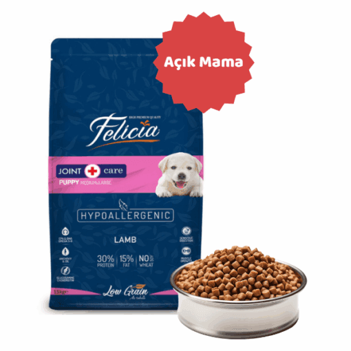 Felicia Hipoalerjenik Kuzulu Büyük Irk Düşük Tahıllı Yavru Açık Köpek Maması0