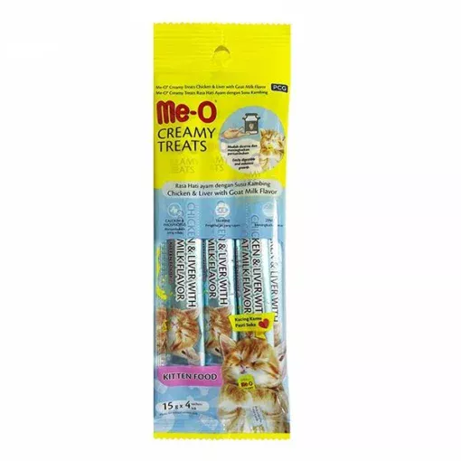 Me-O Creamy Treats Kitten Tavuklu Cigerli ve Keçi Sütlü Yavru Kedi Ödülü